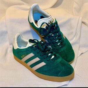 Adidas Green and White Sneakers